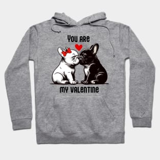 French Bulldog Kissing Print art illustration Puppy Valentines gifts Hoodie